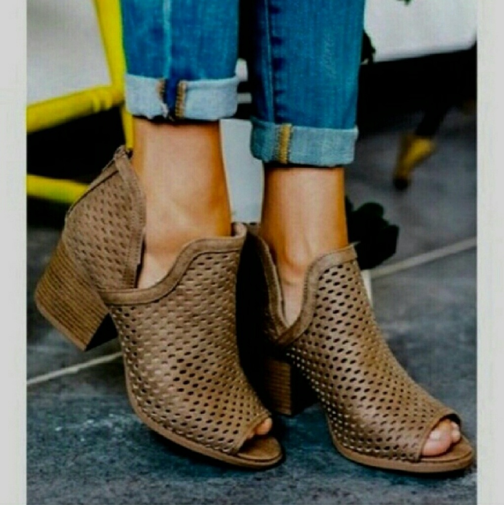 SONIA Peep toe booties - DARK TAUPE